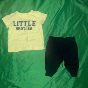 Carter's Little Brother Outfit- Green and Black size 3 Months